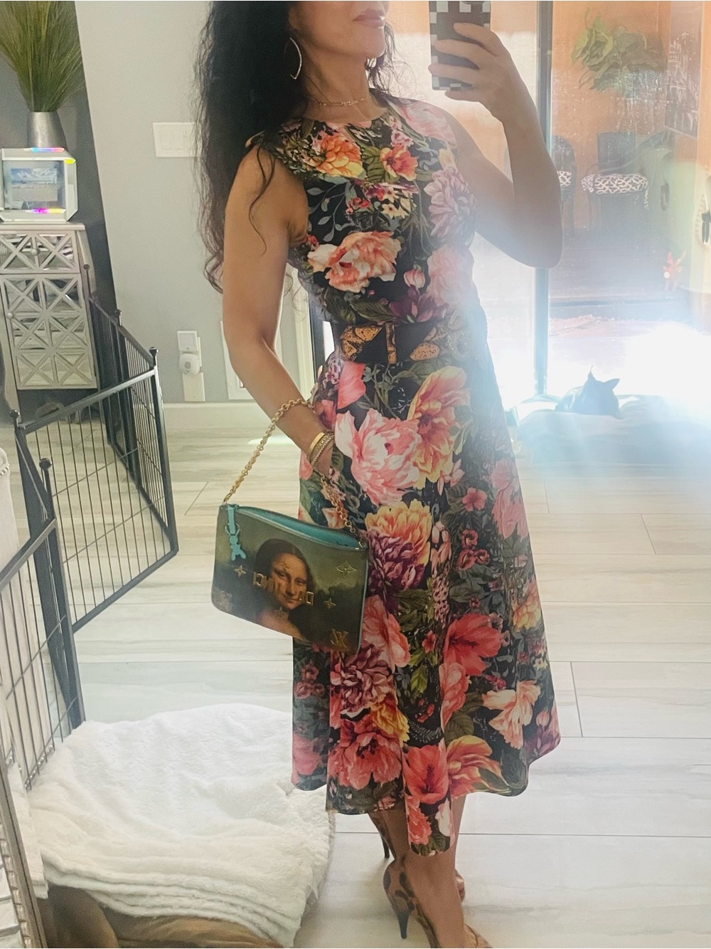 Donna Ricco floral midi maxi dress 2 S
